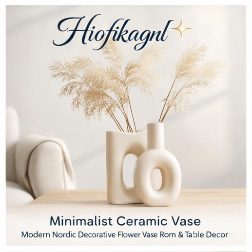 Hiofikagnl™ Minimalist Ceramic Vase – Modern Nordic Decorative Flower Vase for Living Room & Table Decor
