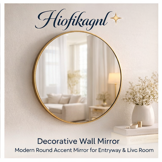 Hiofikagnl™ Decorative Wall Mirror – Modern Round Accent Mirror for Entryway & Living Room